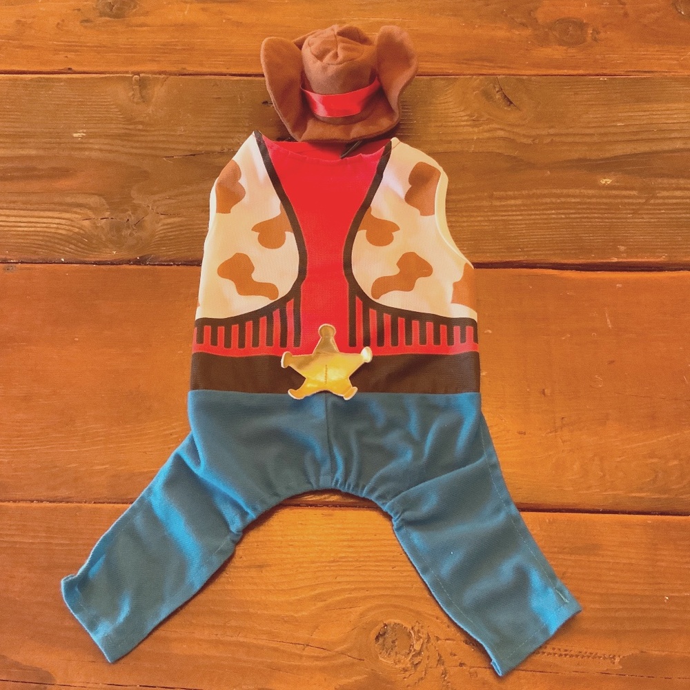 3/$20 Cowboy TOY STORY WOODY Dog Costume in Blue and Brown
